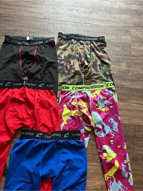 5 Pairs Compression Adult Large Champro Performance Leggings - Multicolor